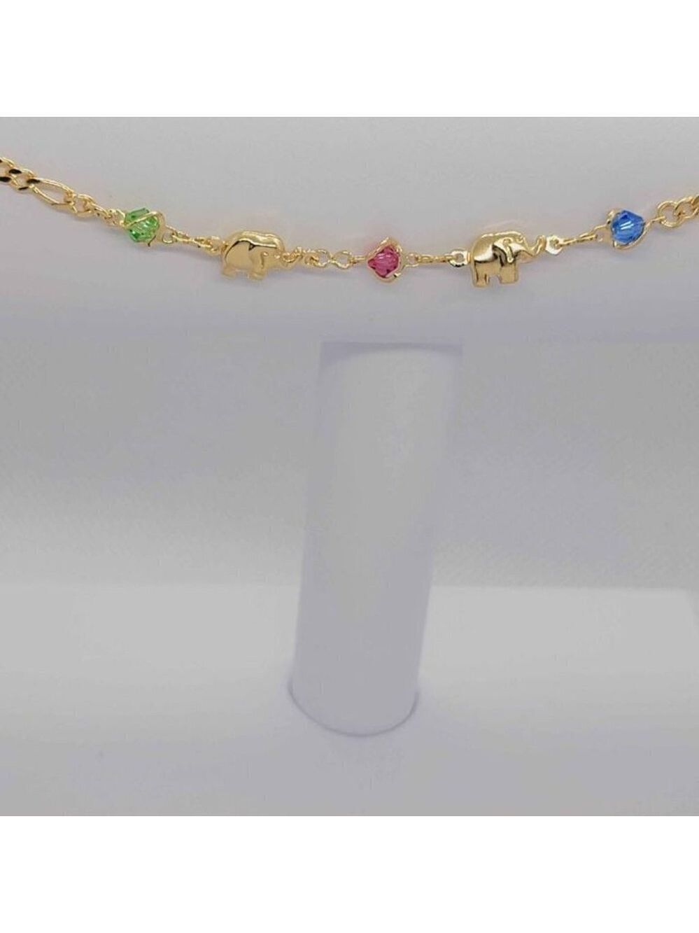 Brand New Brazilian 18k Gold Filled 2 Elephants w/ beaded colors anklet - Picture 3 of 3